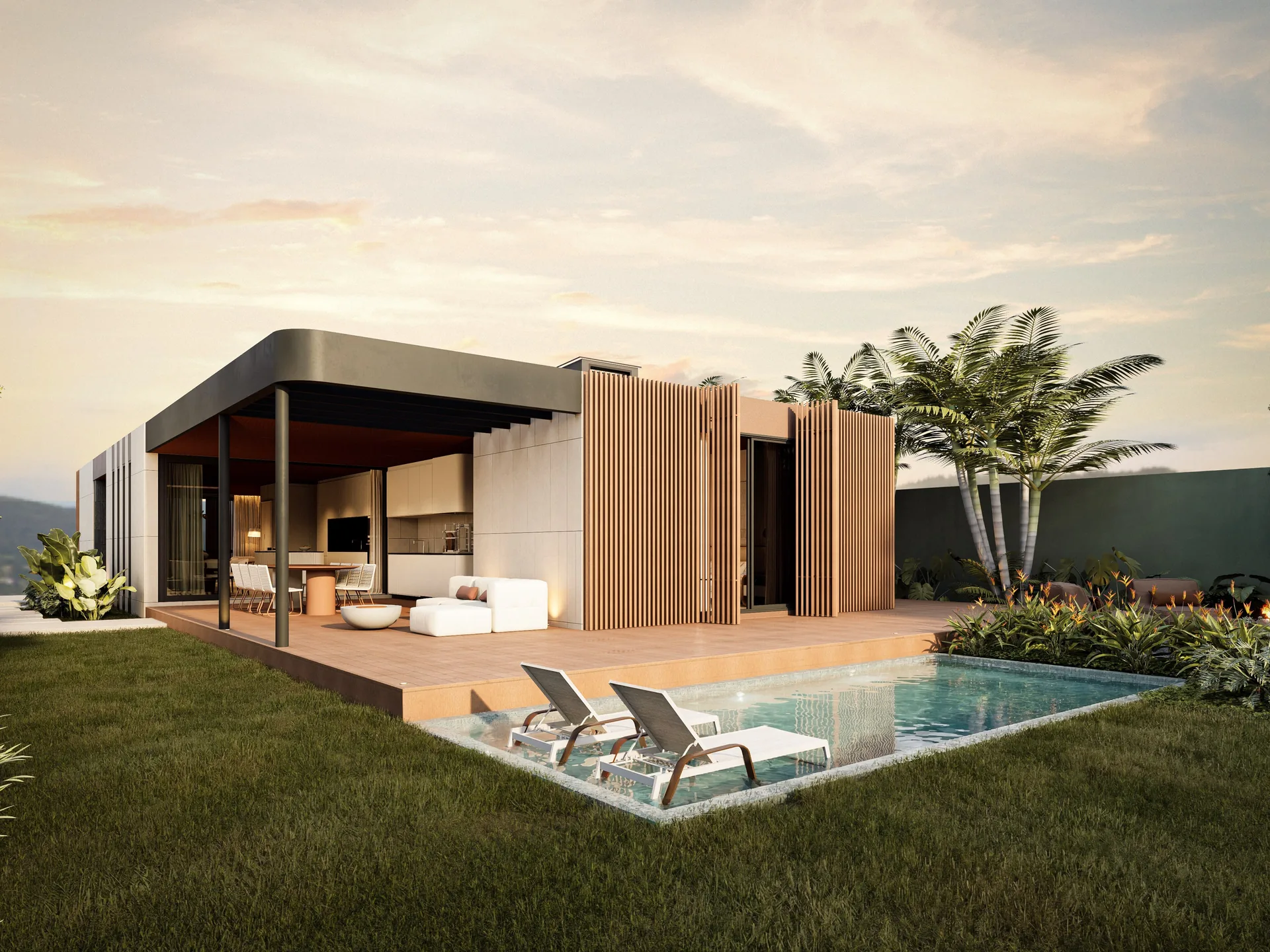 Piscina, deck e varanda integrada